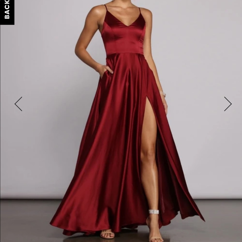 Red Slit Windsor Dress